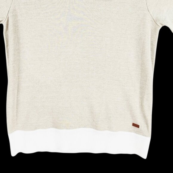 Buffalo David Bitton Men Pullover Short Sleeve Jute Mix Tan Knit Polo Large NWT - Picture 4 of 9